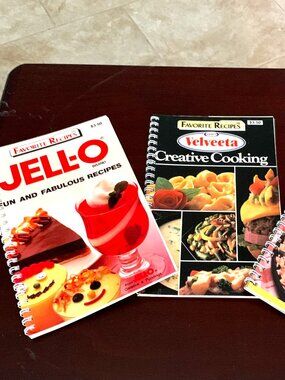 Vintage Favorite Recipes Spiral Cookbook Lot (3) Jell-O, Velveeta, Minute Rice